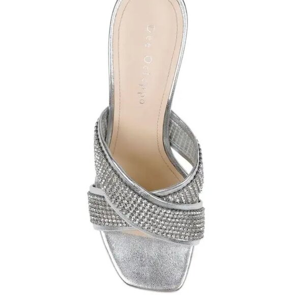 NEW DEE OCLEPPO Leather Ireland Crystal Embellished Sandals in silver 1225 6t3 - Picture 5 of 6